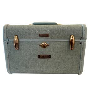 Vintage Samsonite Blue Train Case 4212 Shwayder Bros Mid Century Makeup Luggage